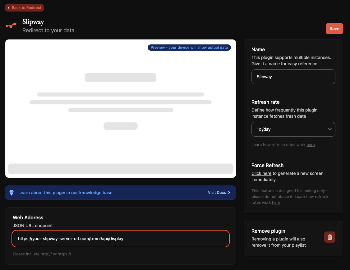 TRMNL Redirect Plugin